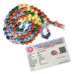 Certified 7 Chakra With Hematite 6 mm 108 Round Bead Mala with Certificate