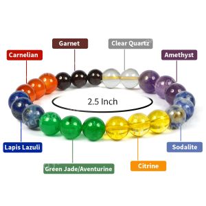 7 Chakra with Citrine 8 mm Round Bead Bracelet