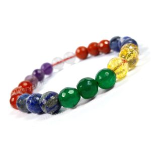 7 Chakra with Citrine 8 mm Faceted Bead Bracelet