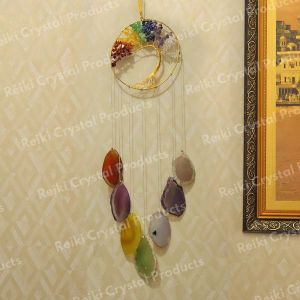 7 Chakra Agate Slices Wind chimes with Tree of Life