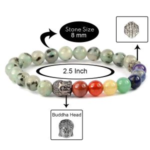 Kiwi Moonstone With 7 Chakra Buddha Head Bracelet 