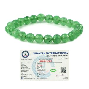 Certified Green Jade 8 mm Faceted Bead Bracelet 