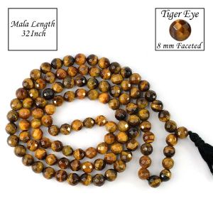 Tiger Eye 8 mm Faceted Bead Mala