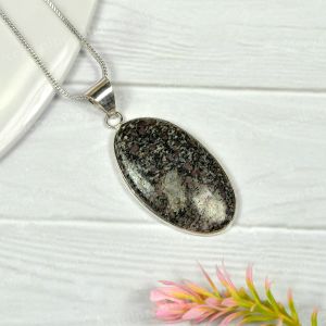 AAA Quality Ruby Fuchsite Oval Pendant With Chain