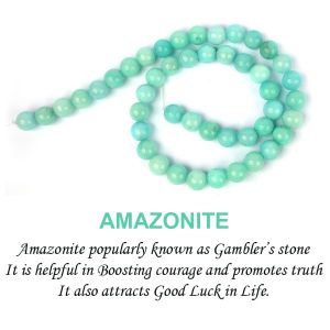 Amazonite 8 mm Round Loose Beads for Jewelery Making Bracelet, Necklace / Mala