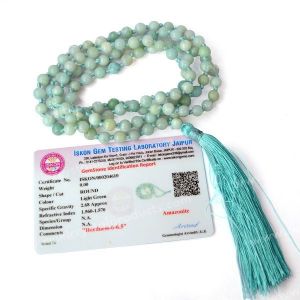Certified AA Amazonite 6 mm 108 Round Bead Mala with Certificate