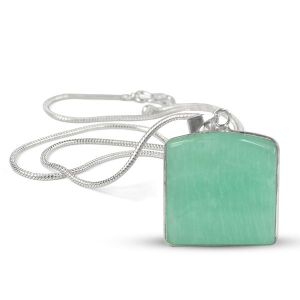 AAA Quality Amazonite Square Pendant With Chain