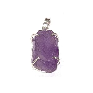 Natural Rough Amethyst Pendant for Reiki Healing and Crystal Healing Stone Pendant (Color: Purple)