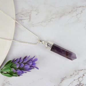 Amethyst Pencil Pendant With Chain