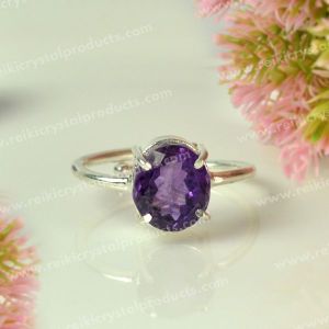 Amethyst Crystal Gemstone Adjustable Ring
