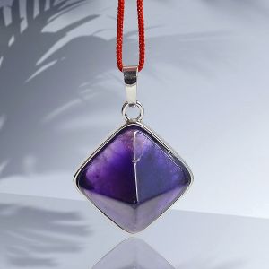Amethyst Pyramid Shape Pendant with Chain