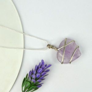 Amethyst Heart Wire Wrapped Pendant