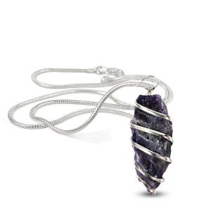 Amethyst Natural Wire Wrapped Pendant with Chain