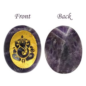 Amethyst Ganesha Symbol Cabochon For Reiki Healing and Crystal Healing Stones Size : 3.5 CM Approx. Pack of 1 pc