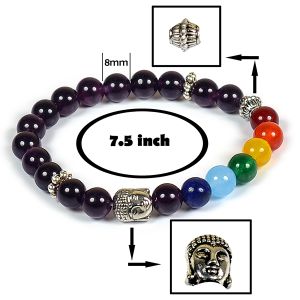 Amethyst Bracelet 7 Chakra Bracelet Buddha Head Bracelet Combinatin Bracelet