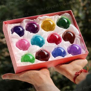 Colour Crystal Glass Ball Set Pack of 12 pc