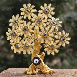 Big Evil Eye Tree for Home Decor Good Luck, Gift & Decorative Showpiece Golden Color