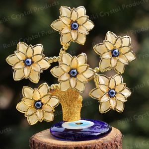 Evil Eye Tree with Glass Base 6 flower for Home Decor Showpiece