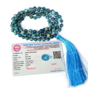 Certified Apatite 6 mm 108 Round Bead Mala with Certificate