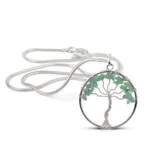 Aquamarine Tree of Life Pendant with Chain