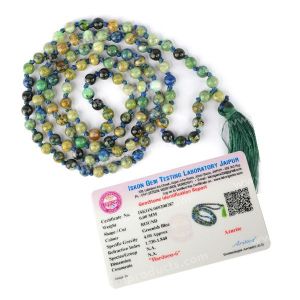 Certified AAA Azurite 6 mm 108 Round Bead Mala with Certificate