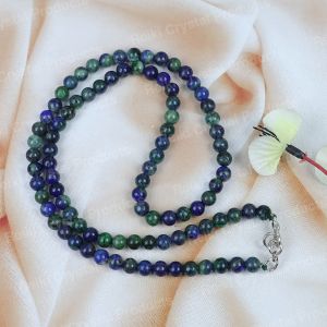 Natural Azurite 6mm Round Bead Necklace