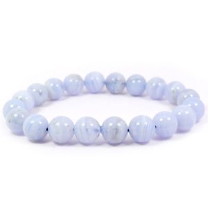 Blue Lace Agate 10 mm Round Bead Bracelet