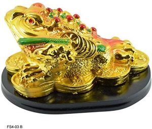 Golden Frog with Coins for Wealth, Luck 
