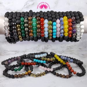 Lava With Mix Semi Precious stone 8mm Beads Bracelet Charged By Reiki Grand Master