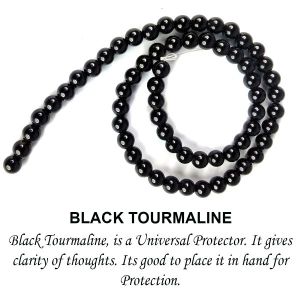 AAA Black Tourmaline 6 mm Round Beads for Jewelery Making Bracelet, Necklace / Mala