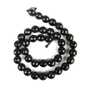 Black Tourmaline 10 mm Faceted Loose Beads for Jewelry Making Bracelet, Necklace / Mala