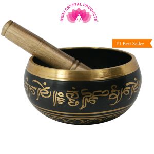 Black Singing Bowl 5 Inch with Wooden Stick