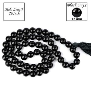 Black Onyx 12 mm Round Bead Mala