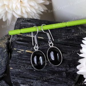 Natural Black Onyx Oval Shape Earring With Crystal Stone For Girls And women