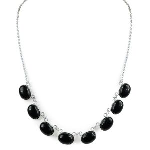 Natural Black Onyx Necklace With Crystal Stone For Girls And Women