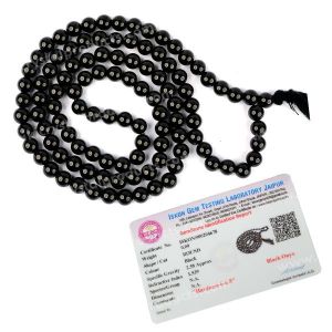 Certified Black Onyx 6 mm 108 Round Bead Mala with Certificate