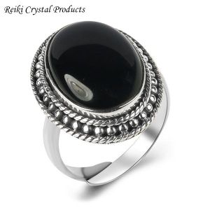 Adjustable Black Onyx Gemstone Ring
