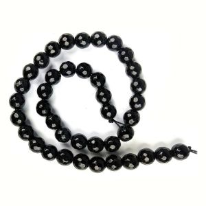 Black Onyx 10 mm Faceted Loose Beads for Jewelry Making Bracelet, Necklace / Mala