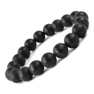 Black Onyx Matt 10 mm Round Bead Bracelet