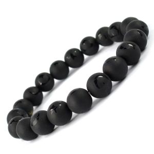 Black Onyx Self 10 mm Round Bead Bracelet