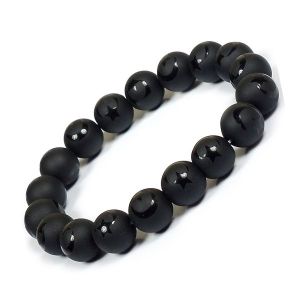 Black Onyx Self 12 mm Round Bead Bracelet