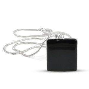 AAA Quality Black Onyx Square Pendant With Chain