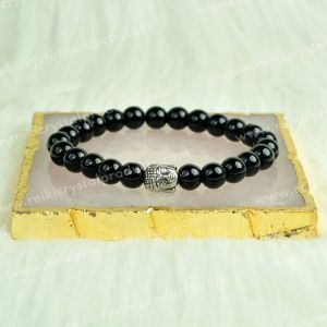 Black Onyx with Buddha Head 8 mm Bead Bracelet