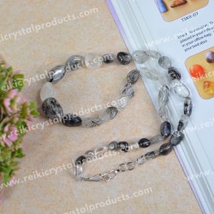 Natural Crystal Stone Black Rutile Quartz Necklace for Women