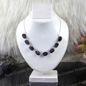 Natural Black Tourmaline Necklace With Crystal Stone For Girls And Women