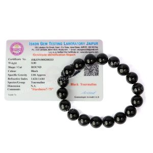 Certified Black Tourmaline 10 mm Round Bead Bracelet 