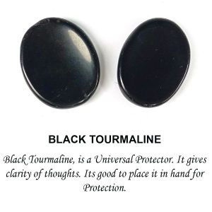 Black Tourmaline Worry -Palm Stone Oval Shape Cabochons Pack of 2 pc