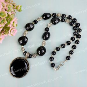 Black Tourmaline Necklace With Pendant For Women