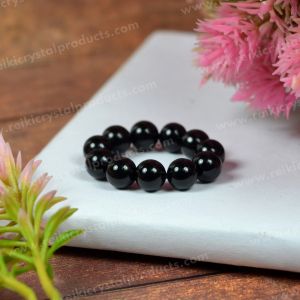 Black Tourmaline Stone Beads Ring 