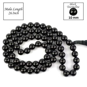 Black Tourmaline 10 mm Round Bead Mala